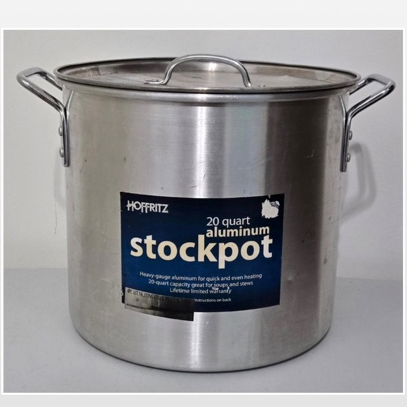 Hoffritz Stockpot 20 Quart Aluminum Silver With Lid Large Cooking Pot - Picture 2 of 14